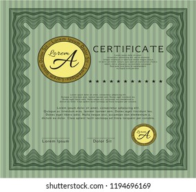 Green Diploma. Customizable, Easy to edit and change colors. With complex linear background. Modern design. 