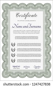 Green Diploma. Customizable, Easy to edit and change colors. With guilloche pattern and background. Excellent design. 
