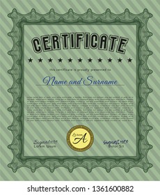 Green Diploma. Detailed. With background. Modern design. 