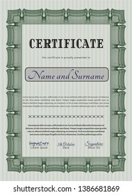 Green Diploma. Detailed. With complex background. Sophisticated design. 