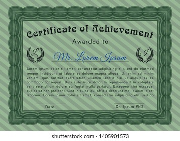 Green Diploma. Detailed. With complex background. Superior design. 