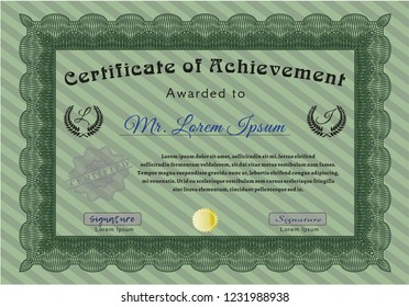 Green Diploma. Detailed. Printer friendly. Money style design. 