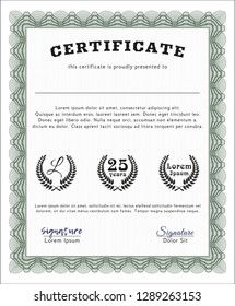 Green Diploma. Easy to print. Elegant design. Vector illustration. 