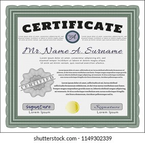 Green Diploma. Easy to print. Excellent design. Vector illustration. 