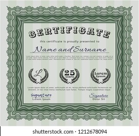 Green Diploma. Elegant design. Customizable, Easy to edit and change colors. With complex background. 