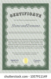 Green Diploma. Good design. With background. Detailed. 