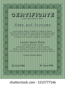 Green Diploma. Good design. With background. Customizable, Easy to edit and change colors. 