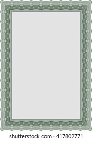 Green Diploma. Good design. Border, frame. With background. 