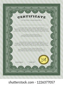 Green Diploma. With guilloche pattern and background. Customizable, Easy to edit and change colors. Beauty design. 