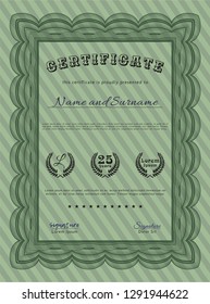 Green Diploma. With linear background. Sophisticated design. Customizable, Easy to edit and change colors. 