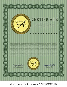 Green Diploma. Lovely design. Customizable, Easy to edit and change colors. With complex linear background. 