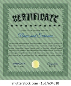 Green Diploma. Lovely design. Customizable, Easy to edit and change colors. Complex background. 