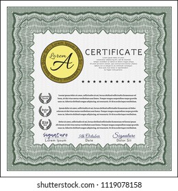 Green Diploma. Modern design. Complex background. Detailed. 
