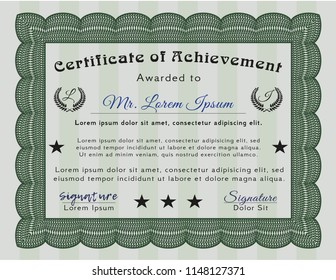 Green Diploma. Perfect design. Printer friendly. Vector illustration. 