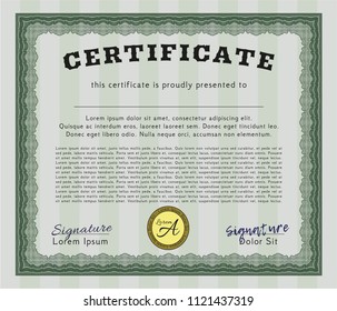 Green Diploma. Printer friendly. Sophisticated design. Detailed. 