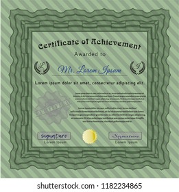 Green Diploma. Printer friendly. Vector illustration. Beauty design. 