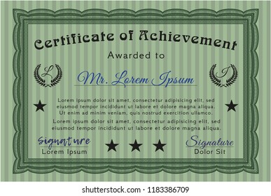 Green Diploma. Retro design. Customizable, Easy to edit and change colors. With great quality guilloche pattern. 