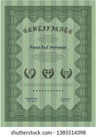 Green Diploma. Retro design. Customizable, Easy to edit and change colors. With complex background. 