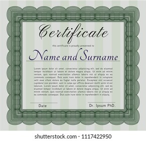 Green Diploma. Retro design. Vector illustration. Printer friendly. 