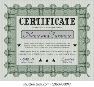 Green Diploma template. With background. Detailed. Sophisticated design. 