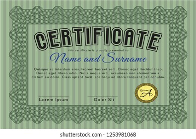 Green Diploma template. With background. Nice design. Customizable, Easy to edit and change colors. 