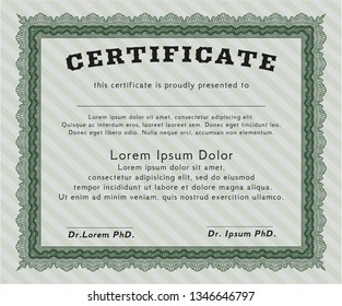 Green Diploma template or certificate template. Beauty design. With guilloche pattern and background. Customizable, Easy to edit and change colors. 