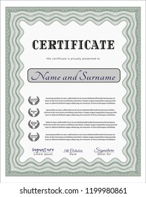 Green Diploma template or certificate template. Complex background. Customizable, Easy to edit and change colors. Excellent design. 