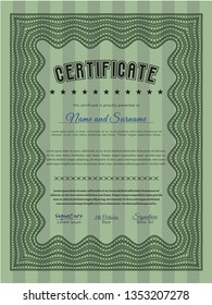 Green Diploma template or certificate template. Customizable, Easy to edit and change colors. With complex background. Money Pattern design. 