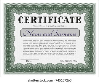 Green Diploma template or certificate template. Customizable, Easy to edit and change colors. With great quality guilloche pattern. Lovely design. 