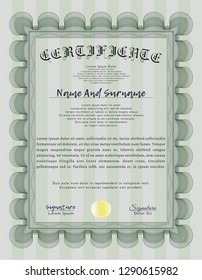 Green Diploma template or certificate template. Excellent design. Printer friendly. Detailed. 