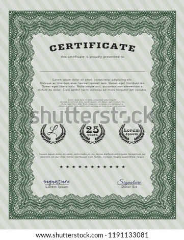 green diploma template certificate template good stock vector
