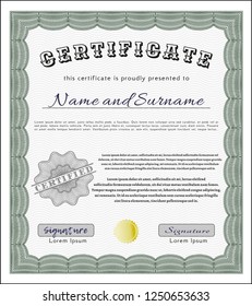 Green Diploma template or certificate template. With linear background. Customizable, Easy to edit and change colors. Good design. 