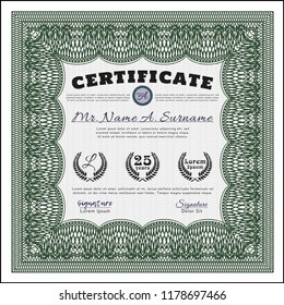 Green Diploma template or certificate template. Perfect design. Customizable, Easy to edit and change colors. Printer friendly. 