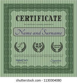Green Diploma template or certificate template. Printer friendly. Vector illustration. Perfect design. 