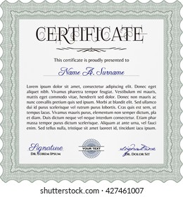 Plantilla de diploma verde o plantilla de certificado. Con un fondo de calidad. Patrón vectorial que se utiliza en dinero y certificado. Diseño de belleza. 
