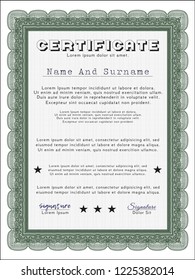Green Diploma template or certificate template. Retro design. Vector illustration. Easy to print. 