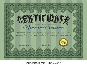 Green Diploma template or certificate template. Superior design. Easy to print. Customizable, Easy to edit and change colors. 