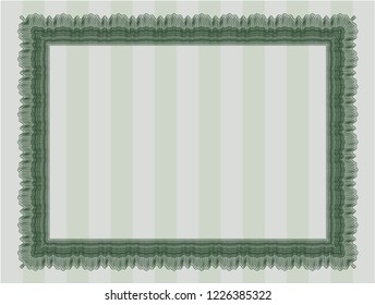 Green Diploma template or certificate template. Vector illustration. Easy to print. Money Pattern design. 