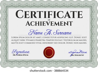 Green Diploma template or certificate template. Vector pattern that is used in money and certificate. With quality background. Artistry design. 