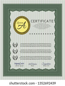 Green Diploma template. Complex background. Cordial design. Customizable, Easy to edit and change colors. 