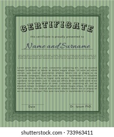 Green Diploma template. Complex background. Customizable, Easy to edit and change colors. Superior design. 