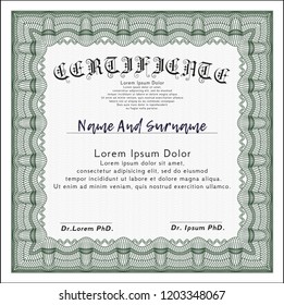 Green Diploma template. With complex linear background. Money Pattern design. Customizable, Easy to edit and change colors. 