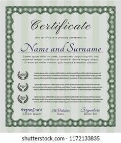 Green Diploma template. Customizable, Easy to edit and change colors. Printer friendly. Lovely design. 