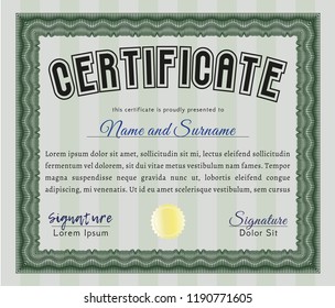 Green Diploma template. Customizable, Easy to edit and change colors. Complex background. Retro design. 