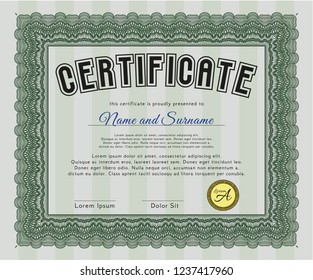 Green Diploma template. Customizable, Easy to edit and change colors. Complex background. Elegant design. 