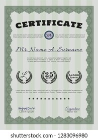 Green Diploma template. Customizable, Easy to edit and change colors. With guilloche pattern. Perfect design. 