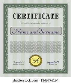 Green Diploma template. Customizable, Easy to edit and change colors. With complex linear background. Perfect design. 