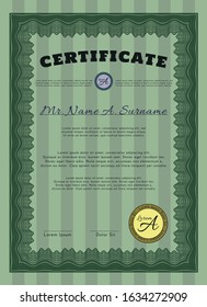 Green Diploma template. Detailed. Easy to print. Elegant design. 