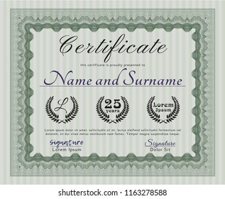 Green Diploma template. Easy to print. Good design. Detailed. 