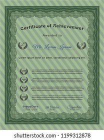 Green Diploma template. Easy to print. Detailed. Elegant design. 